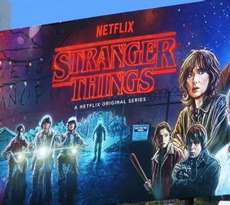 A Huge Electronic Digital Billboard Advertisement Of AN American Web Series “Stranger Things