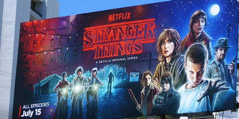 A Huge Electronic Digital Billboard Advertisement Of AN American Web Series “Stranger Things